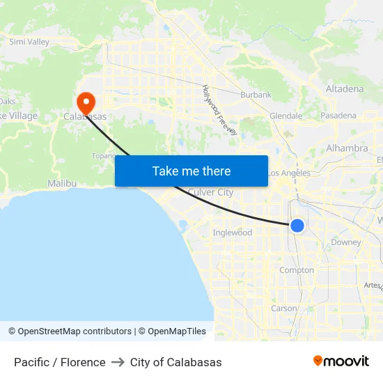 Pacific / Florence to City of Calabasas map