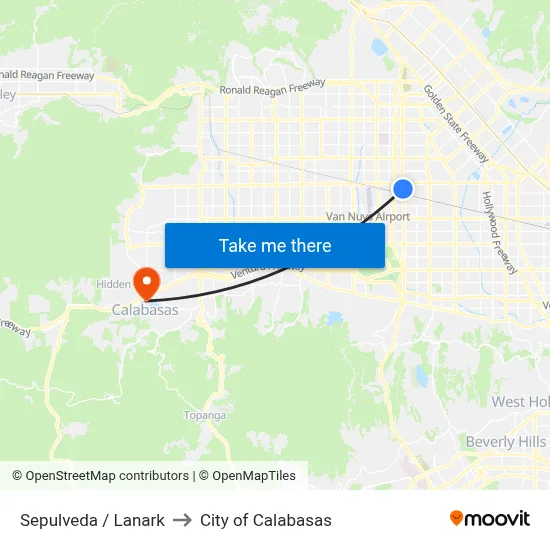 Sepulveda / Lanark to City of Calabasas map