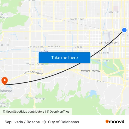 Sepulveda / Roscoe to City of Calabasas map
