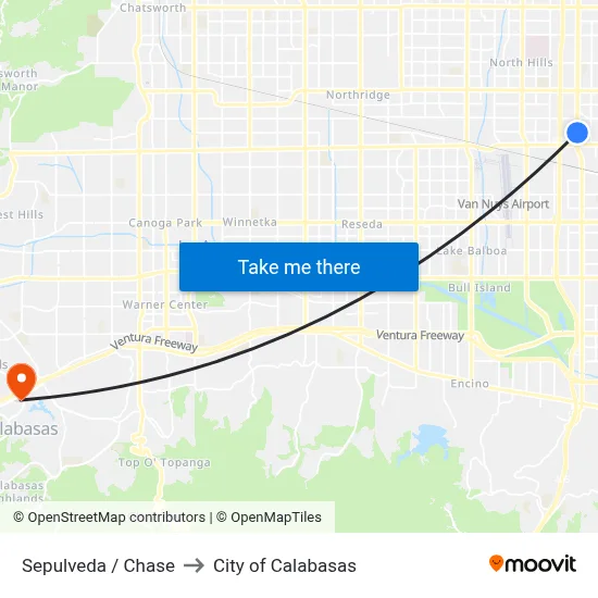 Sepulveda / Chase to City of Calabasas map