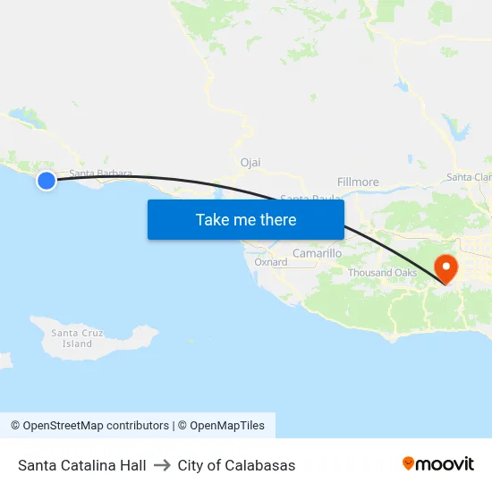 Santa Catalina Hall to City of Calabasas map