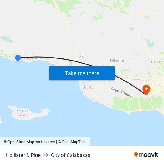 Hollister & Pine to City of Calabasas map