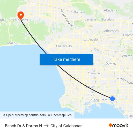 Beach Dr & Dorms N to City of Calabasas map
