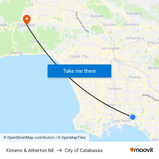 Ximeno & Atherton NE to City of Calabasas map