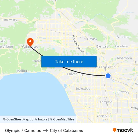 Olympic / Camulos to City of Calabasas map