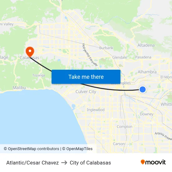 Atlantic/Cesar Chavez to City of Calabasas map