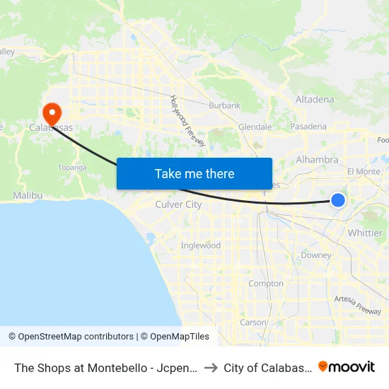 The Shops at Montebello - Jcpenney to City of Calabasas map
