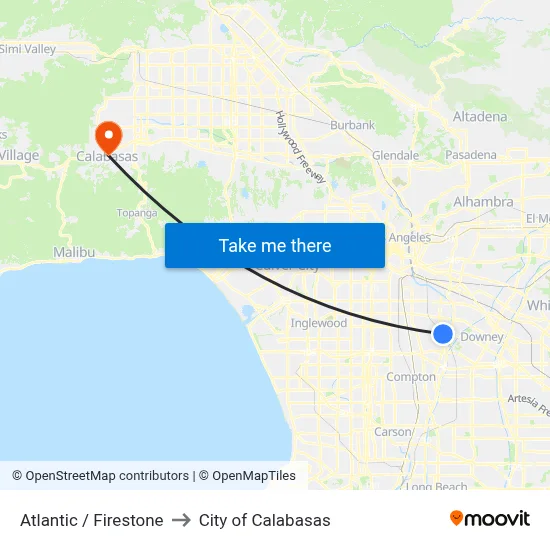 Atlantic / Firestone to City of Calabasas map