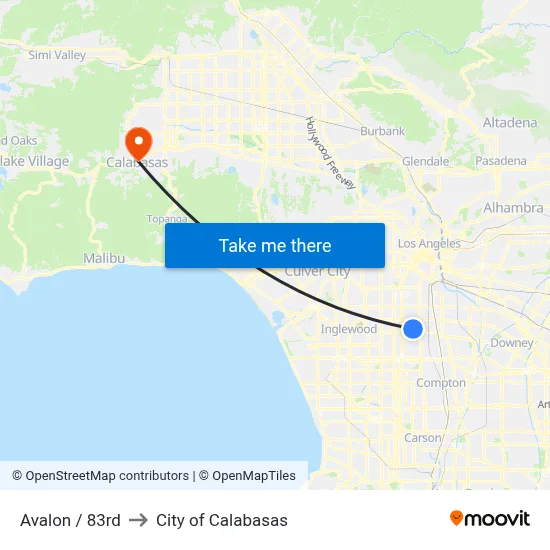 Avalon / 83rd to City of Calabasas map