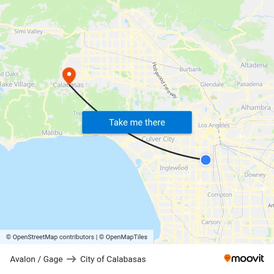 Avalon / Gage to City of Calabasas map