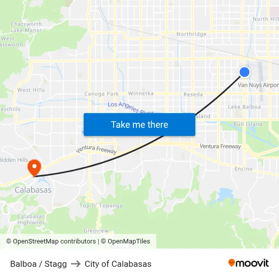 Balboa / Stagg to City of Calabasas map
