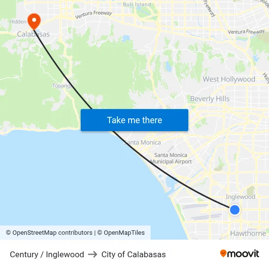 Century / Inglewood to City of Calabasas map