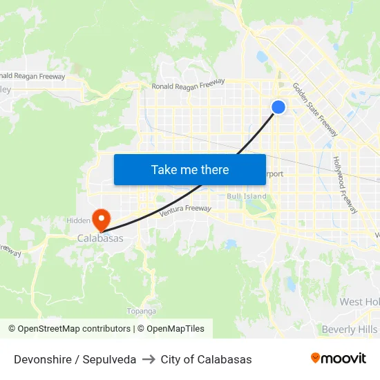 Devonshire / Sepulveda to City of Calabasas map