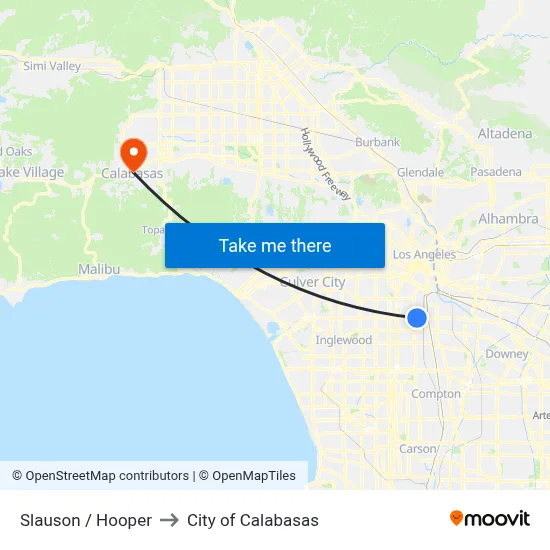 Slauson / Hooper to City of Calabasas map
