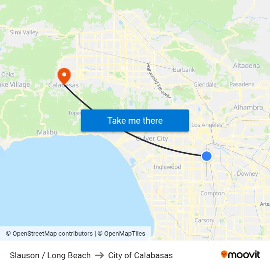 Slauson / Long Beach to City of Calabasas map