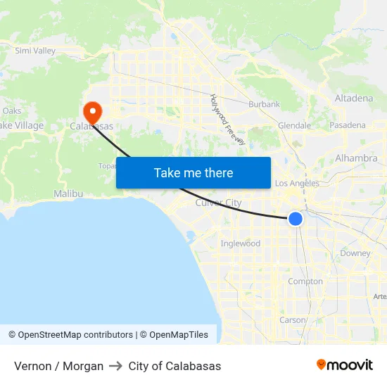 Vernon / Morgan to City of Calabasas map