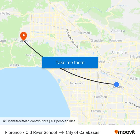 Florence / Old River School to City of Calabasas map