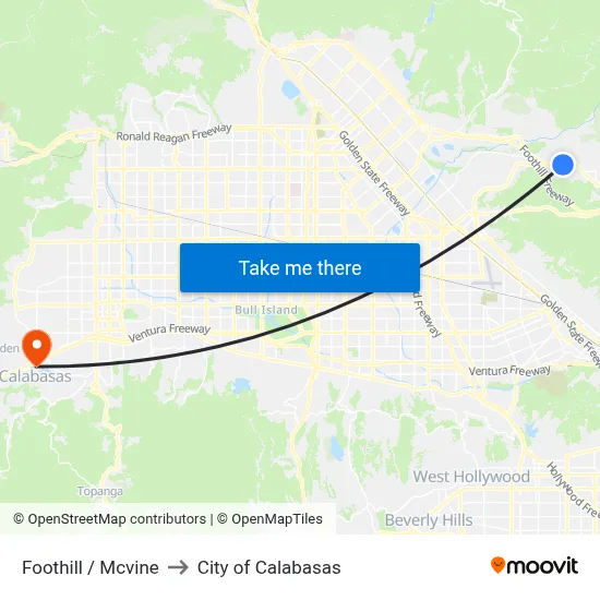 Foothill / Mcvine to City of Calabasas map