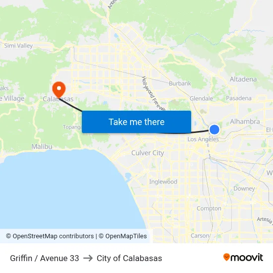Griffin / Avenue 33 to City of Calabasas map