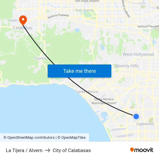 La Tijera / Alvern to City of Calabasas map