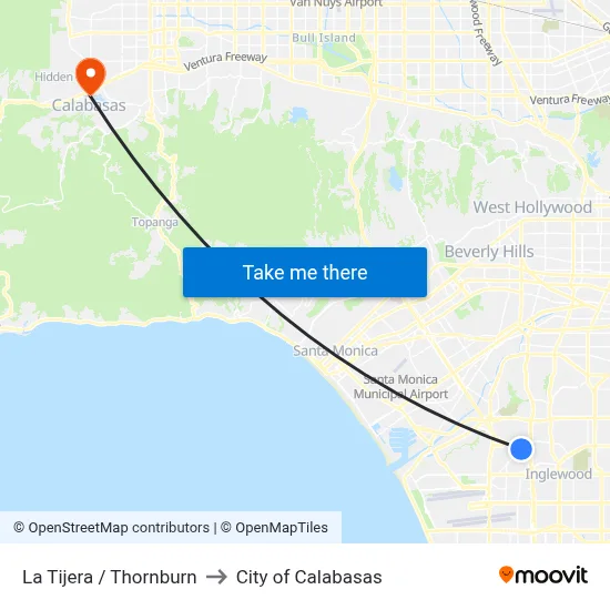 La Tijera / Thornburn to City of Calabasas map