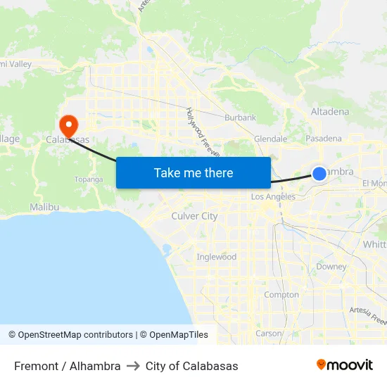 Fremont / Alhambra to City of Calabasas map