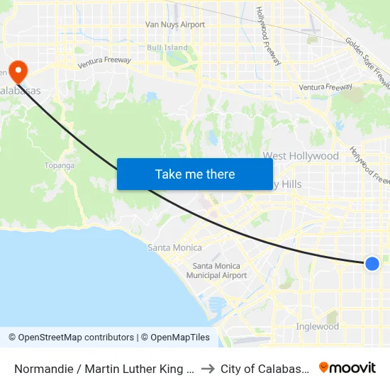 Normandie / Martin Luther King Jr to City of Calabasas map