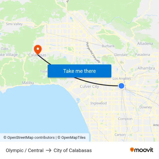 Olympic / Central to City of Calabasas map