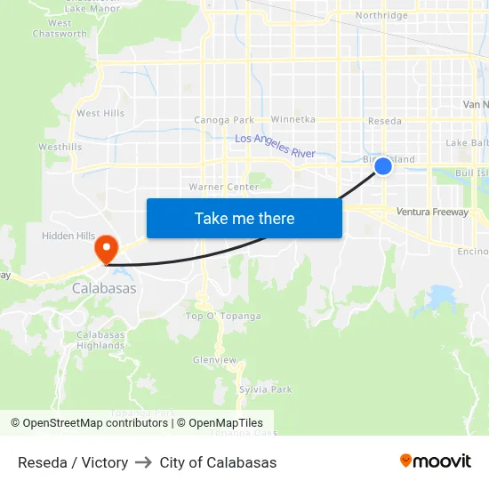 Reseda / Victory to City of Calabasas map