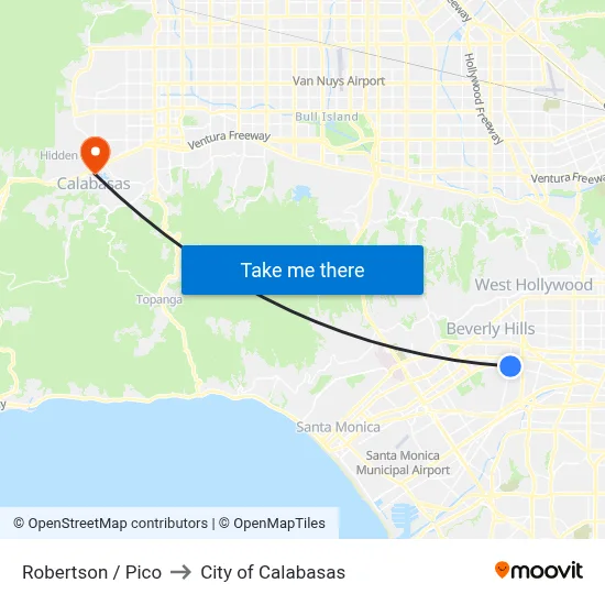 Robertson / Pico to City of Calabasas map