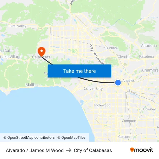 Alvarado / James M Wood to City of Calabasas map