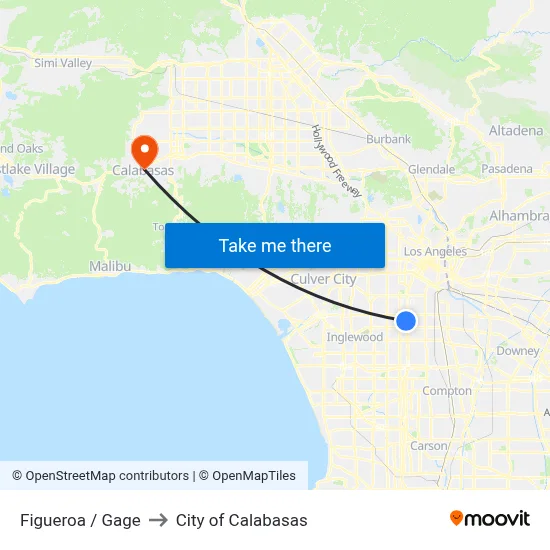 Figueroa / Gage to City of Calabasas map