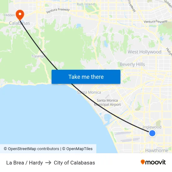 La Brea / Hardy to City of Calabasas map