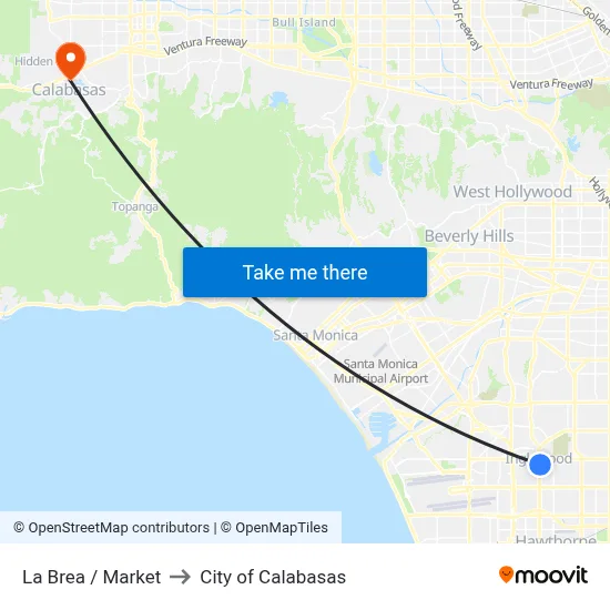 La Brea / Market to City of Calabasas map