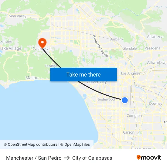 Manchester / San Pedro to City of Calabasas map