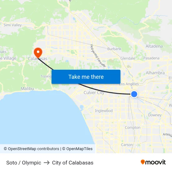 Soto / Olympic to City of Calabasas map