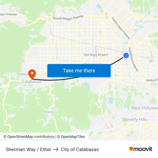 Sherman Way / Ethel to City of Calabasas map