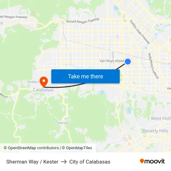 Sherman Way / Kester to City of Calabasas map