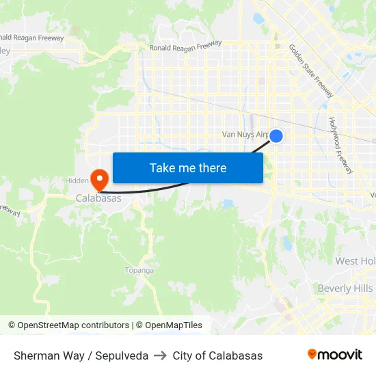 Sherman Way / Sepulveda to City of Calabasas map