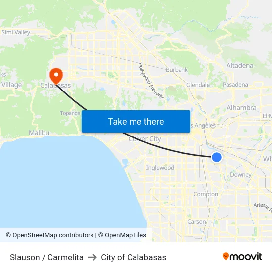Slauson / Carmelita to City of Calabasas map