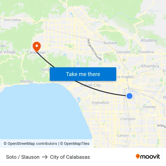 Soto / Slauson to City of Calabasas map