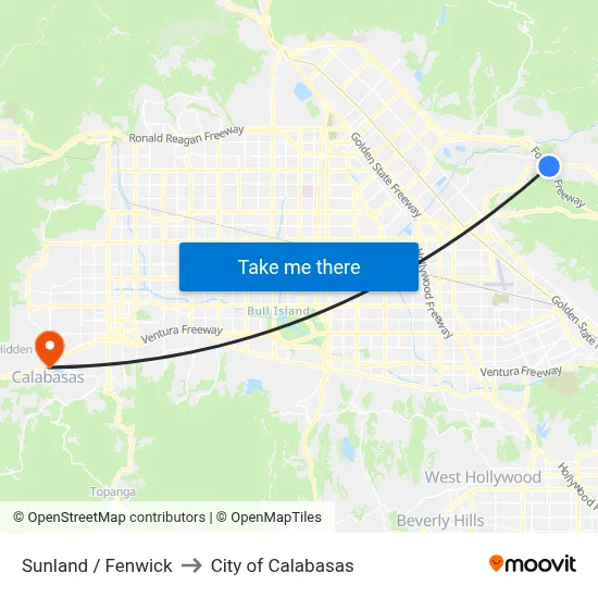 Sunland / Fenwick to City of Calabasas map