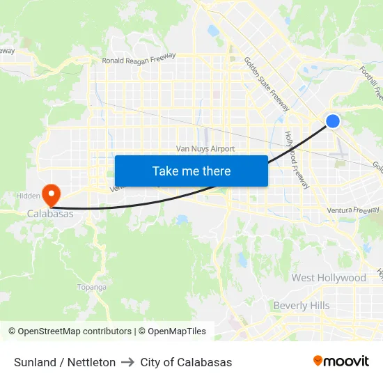 Sunland / Nettleton to City of Calabasas map