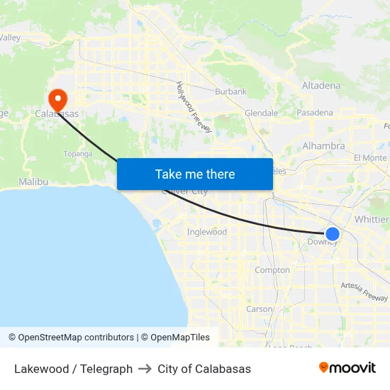 Lakewood / Telegraph to City of Calabasas map