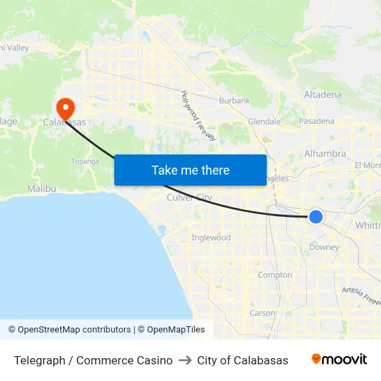 Telegraph / Commerce Casino to City of Calabasas map