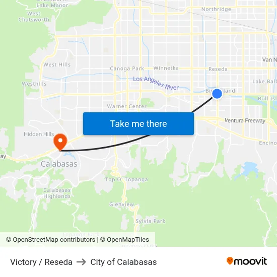 Victory / Reseda to City of Calabasas map