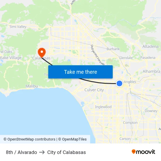 8th / Alvarado to City of Calabasas map