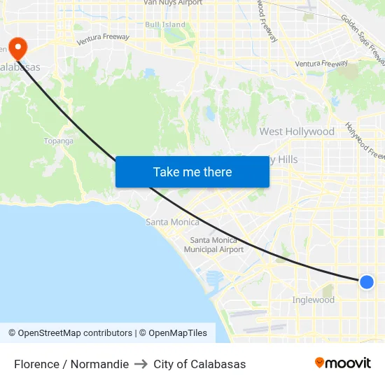 Florence / Normandie to City of Calabasas map