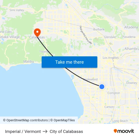 Imperial / Vermont to City of Calabasas map