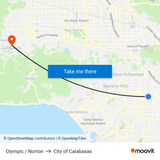 Olympic / Norton to City of Calabasas map